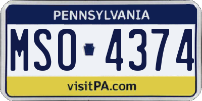 PA license plate MSO4374