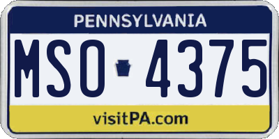 PA license plate MSO4375