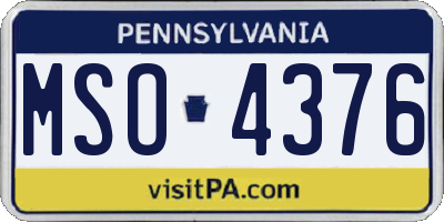 PA license plate MSO4376