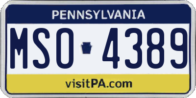 PA license plate MSO4389