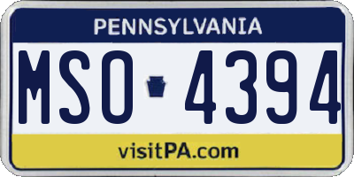 PA license plate MSO4394