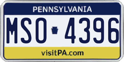 PA license plate MSO4396