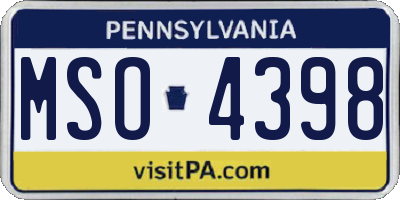 PA license plate MSO4398