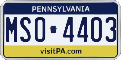 PA license plate MSO4403
