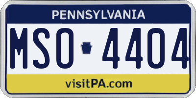 PA license plate MSO4404