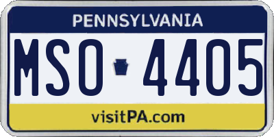 PA license plate MSO4405