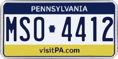 PA license plate MSO4412