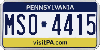 PA license plate MSO4415