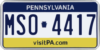 PA license plate MSO4417