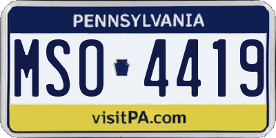 PA license plate MSO4419