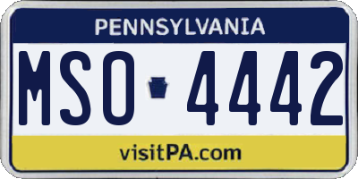 PA license plate MSO4442