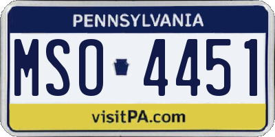 PA license plate MSO4451