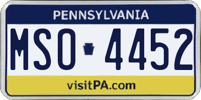PA license plate MSO4452