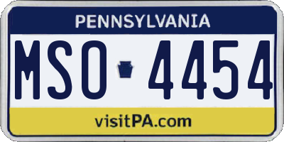 PA license plate MSO4454