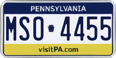PA license plate MSO4455