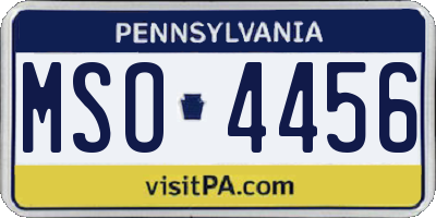 PA license plate MSO4456