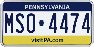 PA license plate MSO4474