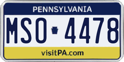 PA license plate MSO4478