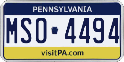 PA license plate MSO4494