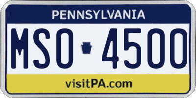 PA license plate MSO4500