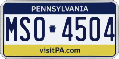 PA license plate MSO4504