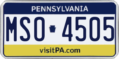 PA license plate MSO4505
