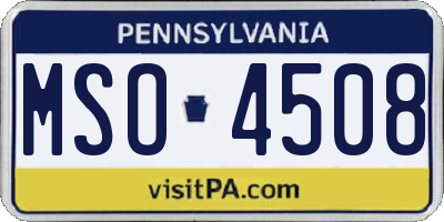 PA license plate MSO4508