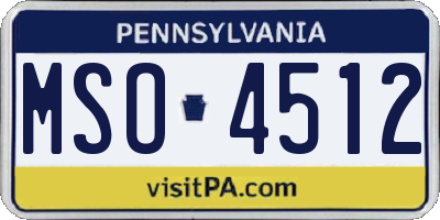 PA license plate MSO4512
