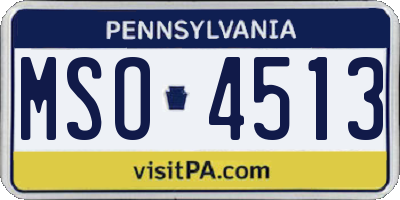 PA license plate MSO4513