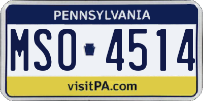 PA license plate MSO4514
