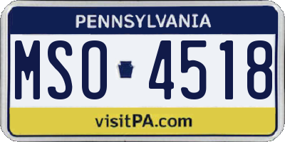 PA license plate MSO4518