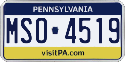 PA license plate MSO4519