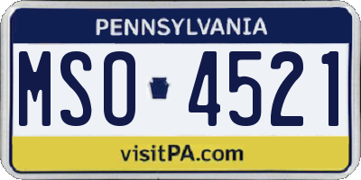 PA license plate MSO4521