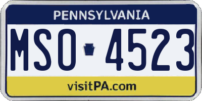 PA license plate MSO4523