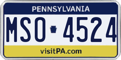 PA license plate MSO4524