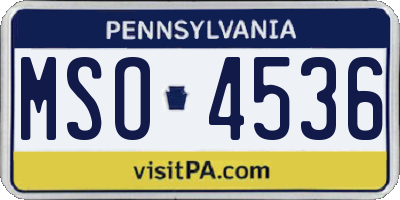 PA license plate MSO4536