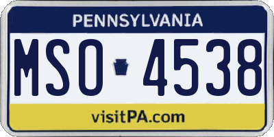 PA license plate MSO4538