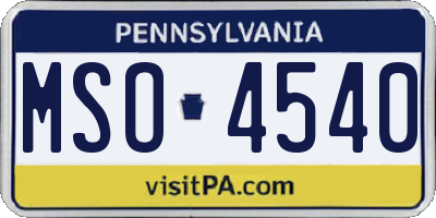 PA license plate MSO4540