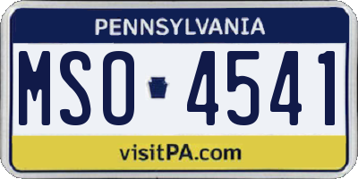 PA license plate MSO4541