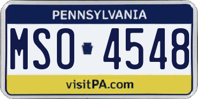 PA license plate MSO4548