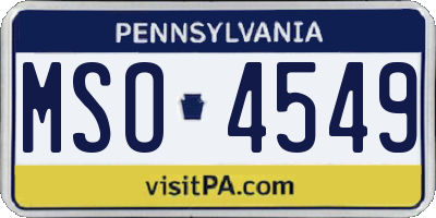PA license plate MSO4549