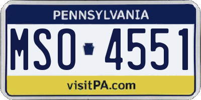 PA license plate MSO4551