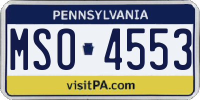 PA license plate MSO4553