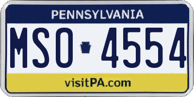 PA license plate MSO4554