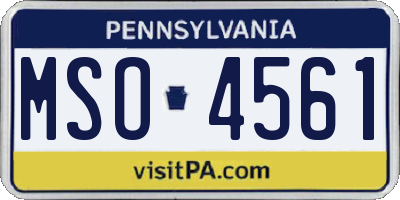 PA license plate MSO4561