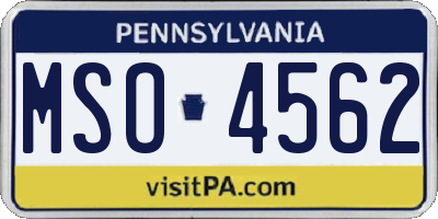 PA license plate MSO4562