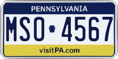 PA license plate MSO4567