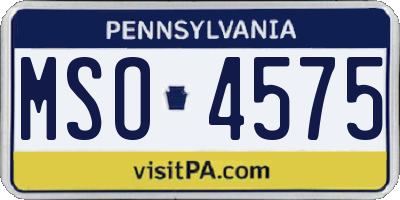 PA license plate MSO4575