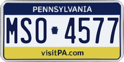 PA license plate MSO4577