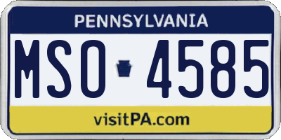 PA license plate MSO4585